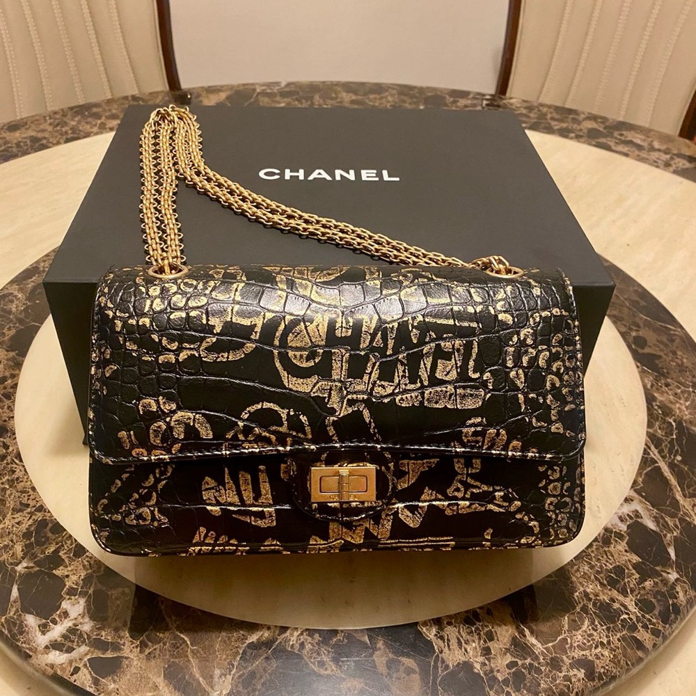 Chanel Limited Edition Crocodile Embossed Graffiti Reissue 2.55